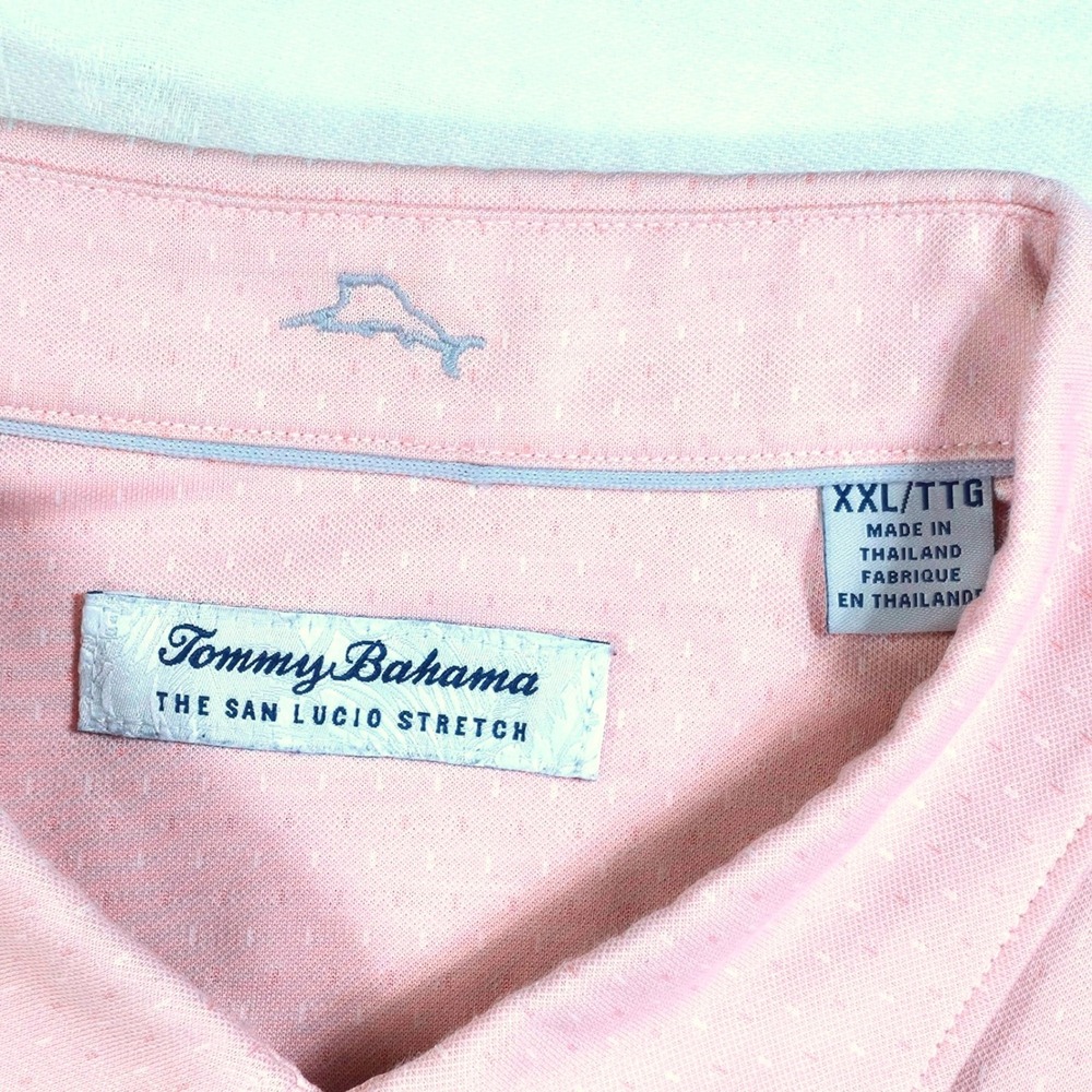 Tommy Bahama IslandZone San Lucio Stretch Pink Micro Dot Shirt XXL Men Long Slve - Picture 2 of 9